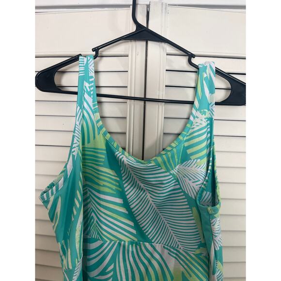 Columbia PFG Freezer III Tank Dress Cooling UPF 50 Blue White Leaf Size XXL - Picture 2 of 8